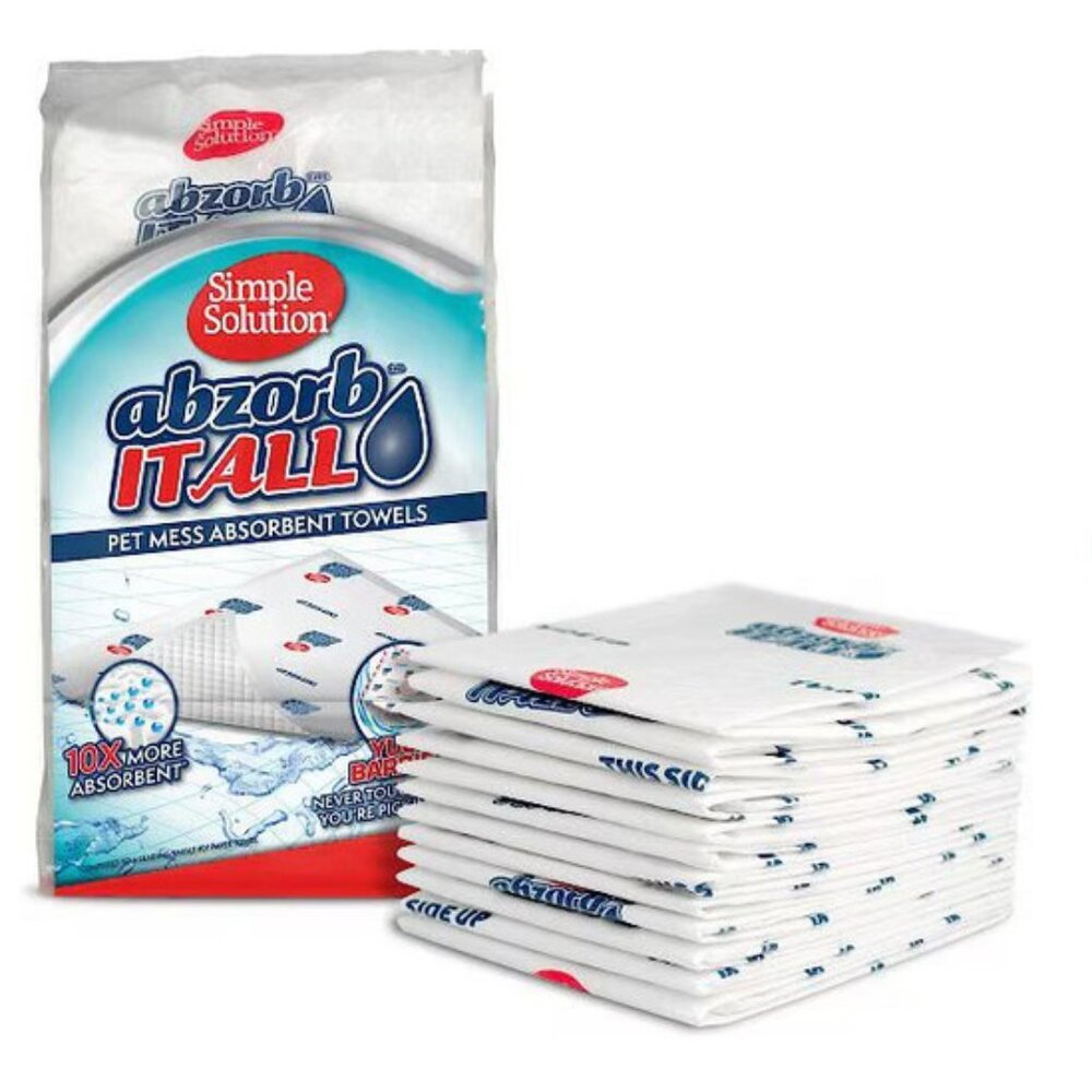 NWT ~ Simple Solution AbzorbITALL Pet Stain & Odor Absorbent Towels, 15 count